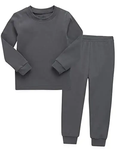 VAENAIT BABY 12M-12Y Kids Boys Girls Toddler Solid Cotton Daily Pajamas Pyjamas Sleepwear Set Basic - 1