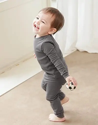 VAENAIT BABY 12M-12Y Kids Boys Girls Toddler Solid Cotton Daily Pajamas Pyjamas Sleepwear Set Basic - 2