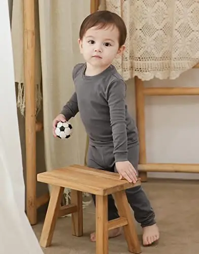 VAENAIT BABY 12M-12Y Kids Boys Girls Toddler Solid Cotton Daily Pajamas Pyjamas Sleepwear Set Basic - 4