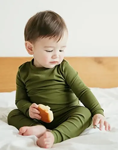 VAENAIT BABY 12M-12Y Kids Boys Girls Toddler Solid Cotton Daily Pajamas Pyjamas Sleepwear Set Basic - 2