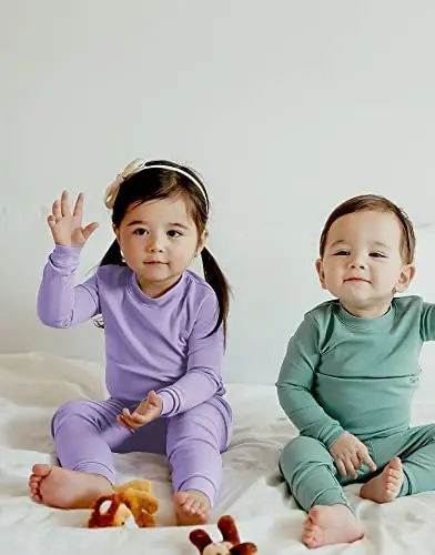 VAENAIT BABY 12M-12Y Kids Boys Girls Toddler Solid Cotton Daily Pajamas Pyjamas Sleepwear Set Basic - 3