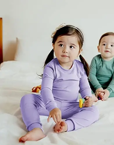 VAENAIT BABY 12M-12Y Kids Boys Girls Toddler Solid Cotton Daily Pajamas Pyjamas Sleepwear Set Basic - 6