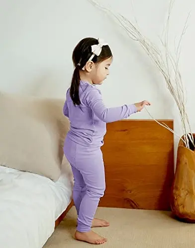 VAENAIT BABY 12M-12Y Kids Boys Girls Toddler Solid Cotton Daily Pajamas Pyjamas Sleepwear Set Basic - 8