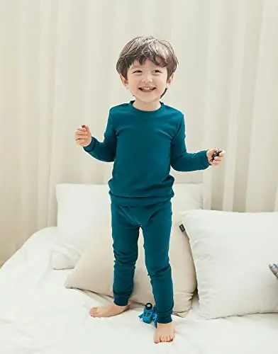 VAENAIT BABY 12M-12Y Kids Boys Girls Toddler Solid Cotton Daily Pajamas Pyjamas Sleepwear Set Basic - 8