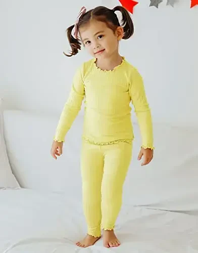 VAENAIT BABY 6M-12Y Infant Kids Toddler Junior Girls Soft Comfy Modal Tencel Shirring Sleepwear Pajamas 2pcs Set - 5