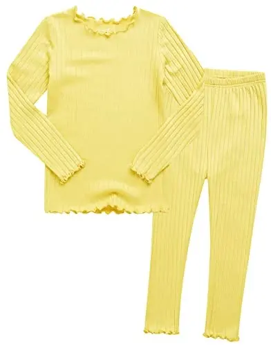 VAENAIT BABY 6M-12Y Infant Kids Toddler Junior Girls Soft Comfy Modal Tencel Shirring Sleepwear Pajamas 2pcs Set - 3