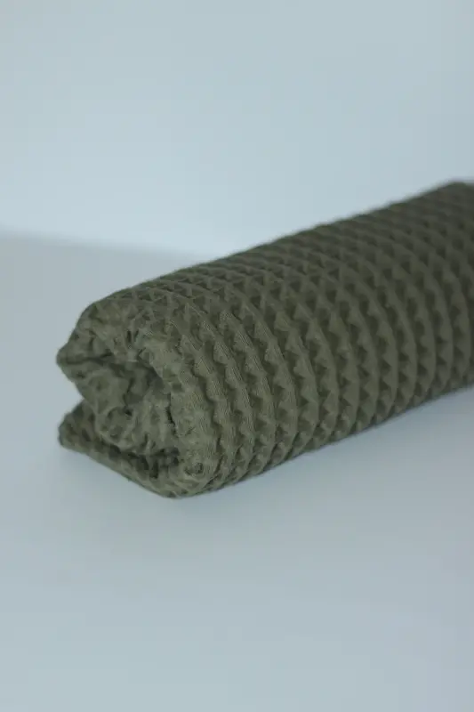 Вафельное детское одеяло 100% хлопок - 75x80 см - Пеленка, полотенце и многоцелевое использование - цвет хаки - 6