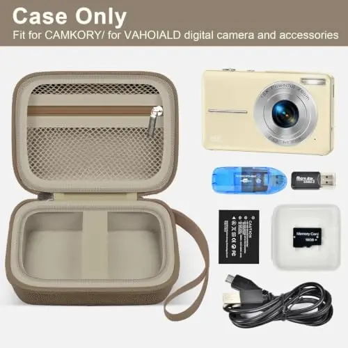 ALKOO Digital Camera Case for CAMKORY, Camera Pouch for KODAK Pixpro -Brown | for Lecran/for VAHOIALD Point and Shoot Camera, Hard Carrying Case with Mesh Pocket, Compact for Vlogging, Travel and Storage - ALKOO (1)