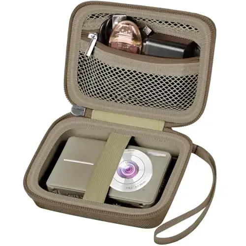 Digital Camera Case Compatible with VAHOIALD FHD 1080P/ for CAMKORY Digital Point and Shoot/for KODAK PIXPRO FZ45-BK 16MP Vlogging/for IWEUKJLO/for Nsoela, Holder for SD Card More- Brown (Box Only) - 1