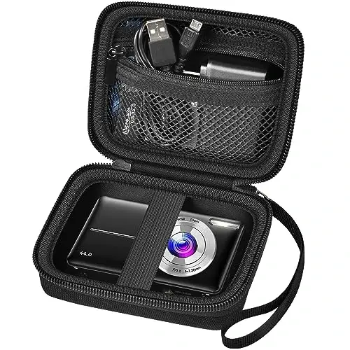 Digital Camera Case Compatible with VAHOIALD FHD 1080P/ for CAMKORY Digital Point and Shoot/for KODAK PIXPRO FZ45-BK 16MP Vlogging/for IWEUKJLO/for Nsoela, Holder for SD Card More- Black (Box Only) - ALKOO
