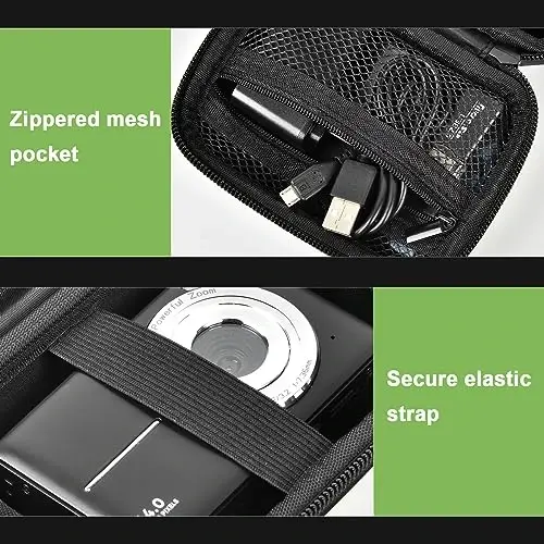 Digital Camera Case Compatible with VAHOIALD FHD 1080P/ for CAMKORY Digital Point and Shoot/for KODAK PIXPRO FZ45-BK 16MP Vlogging/for IWEUKJLO/for Nsoela, Holder for SD Card More- Black (Box Only) - 4