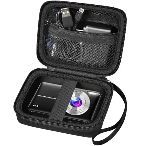Digital Camera Case Compatible with VAHOIALD FHD 1080P/ for CAMKORY Digital Point and Shoot/for KODAK PIXPRO FZ45-BK 16MP Vlogging/for IWEUKJLO/for Nsoela, Holder for SD Card More- Black (Box Only) 