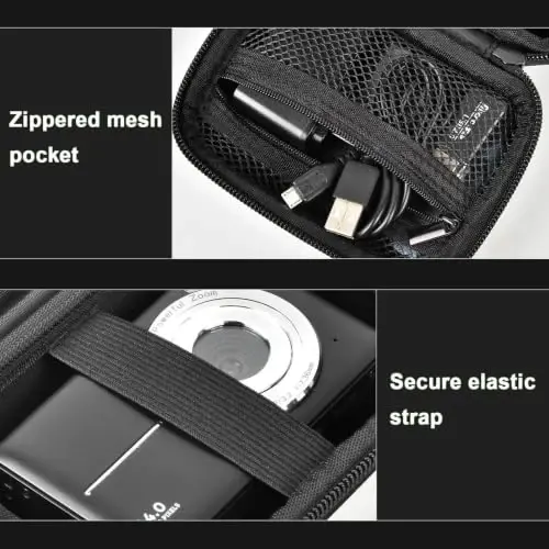 Digital Camera Case Compatible with VAHOIALD FHD 1080P/ for CAMKORY Digital Point and Shoot/for KODAK PIXPRO FZ45-BK 16MP Vlogging/for IWEUKJLO/for Nsoela, Holder for SD Card More- Black (Box Only) - 4