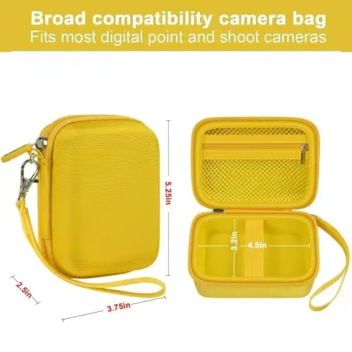 VAHOIALD FHD 1080P Digital Camera/for CAMKORY Digital Point and Shoot/for Kodak PIXPRO FZ45-BK 16MP Vlogging/for IWEUKJLO/for Nsoela, SD karta uchun ushlagich bilan mos keladigan g'ilof (Sariq) - 3