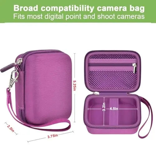 Case Compatible with VAHOIALD FHD 1080P Digital Camera/for CAMKORY Digital Point and Shoot/for Kodak PIXPRO FZ45-BK 16MP Vlogging/for IWEUKJLO/for Nsoela, Holder for SD Card More (Dark Purple) - 3