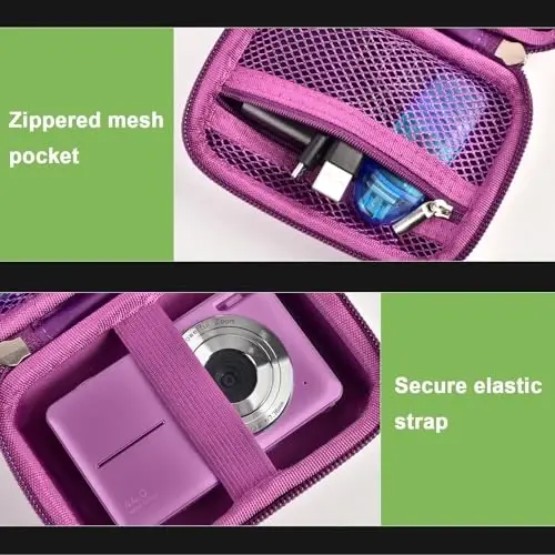 Case Compatible with VAHOIALD FHD 1080P Digital Camera/for CAMKORY Digital Point and Shoot/for Kodak PIXPRO FZ45-BK 16MP Vlogging/for IWEUKJLO/for Nsoela, Holder for SD Card More (Dark Purple) - 6