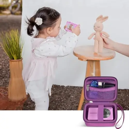 Case Compatible with VAHOIALD FHD 1080P Digital Camera/for CAMKORY Digital Point and Shoot/for Kodak PIXPRO FZ45-BK 16MP Vlogging/for IWEUKJLO/for Nsoela, Holder for SD Card More (Dark Purple) - 7