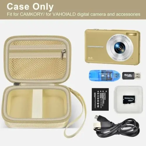 ALKOO Digital Camera Case for CAMKORY/Pouch for KODAK PixproLight Brown | for Lecran/for VAHOIALD Point and Shoot Camera, Hard Carrying Case with Mesh Pocket, Compact for Vlogging, Travel and Storage - ALKOO (1)