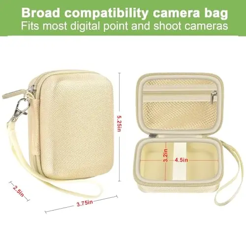 Case Compatible with VAHOIALD FHD 1080P Digital Camera/for CAMKORY Digital Point and Shoot/for Kodak PIXPRO FZ45-BK 16MP Vlogging/for IWEUKJLO/for Nsoela, Holder for SD Card More (Light Brown) - 3