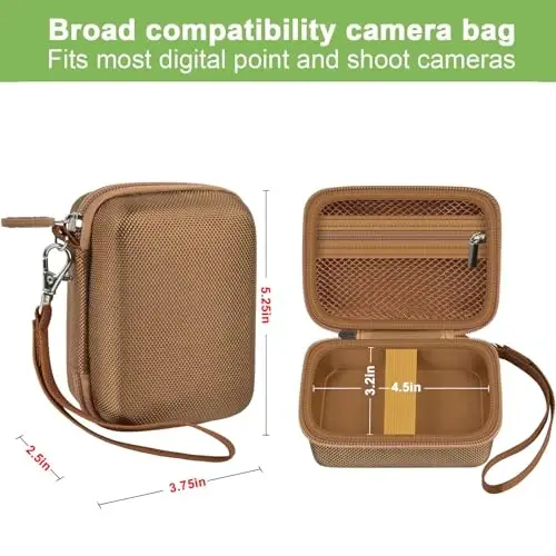 Case Compatible with VAHOIALD FHD 1080P Digital Camera/for CAMKORY Digital Point and Shoot/for Kodak PIXPRO FZ45-BK 16MP Vlogging/for IWEUKJLO/for Nsoela, Holder for SD Card More (Dark Brown) - 3