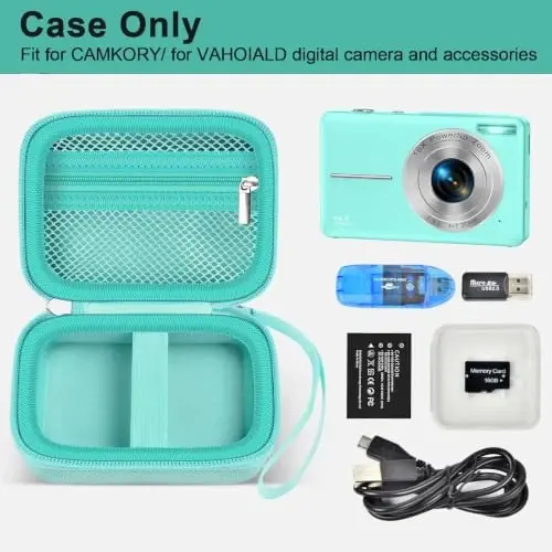 ALKOO Digital Camera Case for CAMKORY, Camera Pouch for KODAK Pixpro -Green | for Lecran/for VAHOIALD Point and Shoot Camera, Hard Carrying Case with Mesh Pocket, Compact for Vlogging, Travel and Storage - ALKOO (1)