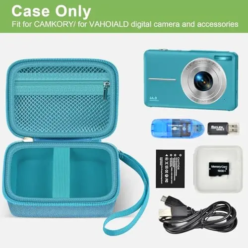 Case Compatible with VAHOIALD FHD 1080P Digital Camera/for CAMKORY Digital Point and Shoot/for Kodak PIXPRO FZ45-BK 16MP Vlogging/for IWEUKJLO/for Nsoela, Holder for SD Card More (Dark Green) - ALKOO (1)