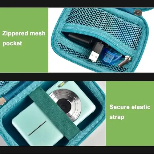 Case Compatible with VAHOIALD FHD 1080P Digital Camera/for CAMKORY Digital Point and Shoot/for Kodak PIXPRO FZ45-BK 16MP Vlogging/for IWEUKJLO/for Nsoela, Holder for SD Card More (Dark Green) - 6