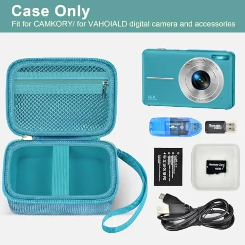 Case Compatible with VAHOIALD FHD 1080P Digital Camera/for CAMKORY Digital Point and Shoot/for Kodak PIXPRO FZ45-BK 16MP Vlogging/for IWEUKJLO/for Nsoela, Holder for SD Card More (Dark Green) - 2
