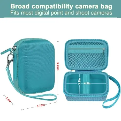 Case Compatible with VAHOIALD FHD 1080P Digital Camera/for CAMKORY Digital Point and Shoot/for Kodak PIXPRO FZ45-BK 16MP Vlogging/for IWEUKJLO/for Nsoela, Holder for SD Card More (Dark Green) - 3
