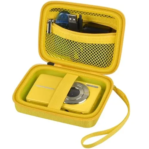 Case Compatible with VAHOIALD FHD 1080P Digital Camera/for CAMKORY Digital Point and Shoot/for Kodak PIXPRO FZ45-BK 16MP Vlogging/for IWEUKJLO/for Nsoela, Holder for SD Card More (Yellow) - 1