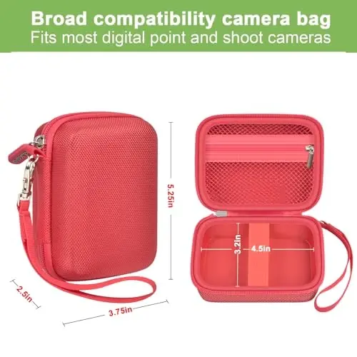 Case Compatible with VAHOIALD FHD 1080P Digital Camera/for CAMKORY Digital Point and Shoot/for Kodak PIXPRO FZ45-BK 16MP Vlogging/for IWEUKJLO/for Nsoela, Holder for SD Card More (Red) - 3