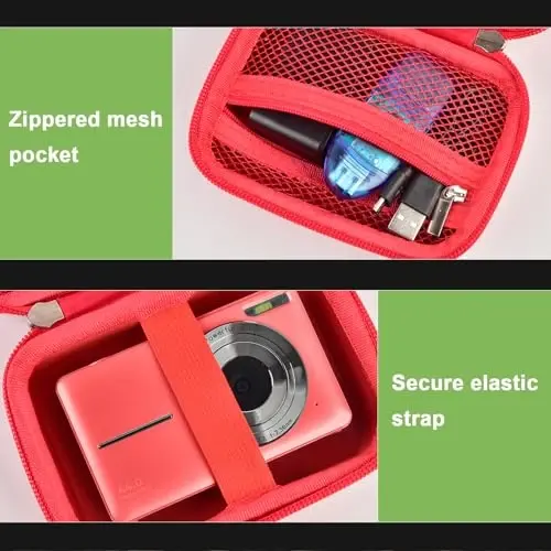 Case Compatible with VAHOIALD FHD 1080P Digital Camera/for CAMKORY Digital Point and Shoot/for Kodak PIXPRO FZ45-BK 16MP Vlogging/for IWEUKJLO/for Nsoela, Holder for SD Card More (Red) - 6