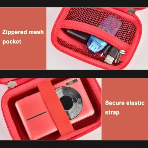 Case Compatible with VAHOIALD FHD 1080P Digital Camera/for CAMKORY Digital Point and Shoot/for Kodak PIXPRO FZ45-BK 16MP Vlogging/for IWEUKJLO/for Nsoela, Holder for SD Card More (Red) - 6