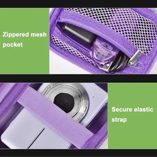 Case Compatible with VAHOIALD FHD 1080P Digital Camera/for CAMKORY Digital Point and Shoot/for KODAK PIXPRO FZ45-BK 16MP Vlogging/for IWEUKJLO/for Nsoela, Holder for SD Card More (Purple) - 6