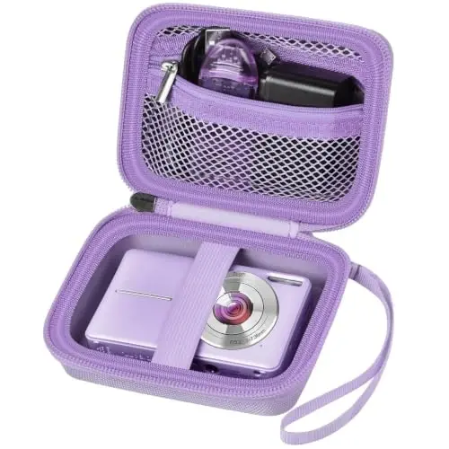 Case Compatible with VAHOIALD FHD 1080P Digital Camera/for CAMKORY Digital Point and Shoot/for KODAK PIXPRO FZ45-BK 16MP Vlogging/for IWEUKJLO/for Nsoela, Holder for SD Card More (Purple) - 1