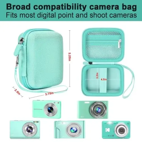 VAHOIALD FHD 1080P Raqamli Kamera/CAMKORY Raqamli Nuqta va Suratga olish/KODAK PIXPRO FZ45-BK 16MP Vlogging/IWEUKJLO/Nsoela uchun mos keladigan g'ilof, SD karta uchun ushlagich (Yashil) - 3