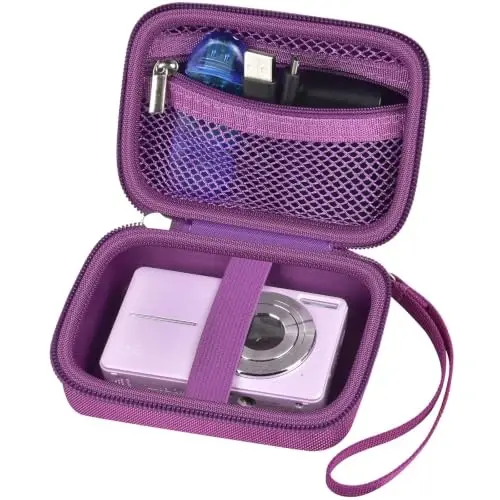Case Compatible with VAHOIALD FHD 1080P Digital Camera/for CAMKORY Digital Point and Shoot/for Kodak PIXPRO FZ45-BK 16MP Vlogging/for IWEUKJLO/for Nsoela, Holder for SD Card More (Dark Purple) - 1
