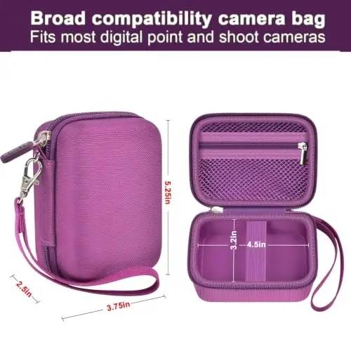 Case Compatible with VAHOIALD FHD 1080P Digital Camera/for CAMKORY Digital Point and Shoot/for Kodak PIXPRO FZ45-BK 16MP Vlogging/for IWEUKJLO/for Nsoela, Holder for SD Card More (Dark Purple) - 3