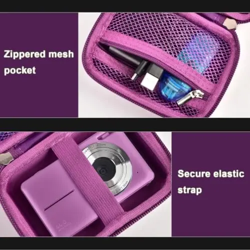 Case Compatible with VAHOIALD FHD 1080P Digital Camera/for CAMKORY Digital Point and Shoot/for Kodak PIXPRO FZ45-BK 16MP Vlogging/for IWEUKJLO/for Nsoela, Holder for SD Card More (Dark Purple) - 6