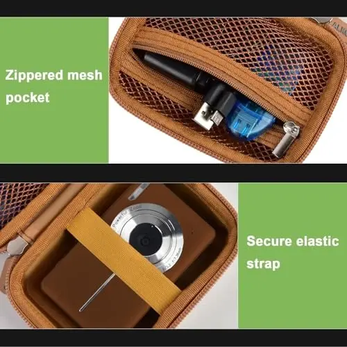 VAHOIALD FHD 1080P raqamli kamerasi/CAMKORY raqamli nuqta va suratga olish/Kodak PIXPRO FZ45-BK 16MP Vlogging/IWEUKJLO/Nsoela uchun mos keladigan g'ilof, SD karta uchun ushlagich (to'q jigarrang) - 6