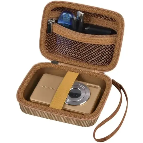 VAHOIALD FHD 1080P raqamli kamerasi/CAMKORY raqamli nuqta va suratga olish/Kodak PIXPRO FZ45-BK 16MP Vlogging/IWEUKJLO/Nsoela uchun mos keladigan g'ilof, SD karta uchun ushlagich (to'q jigarrang) 