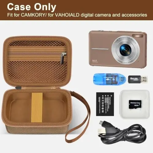 VAHOIALD FHD 1080P raqamli kamerasi/CAMKORY raqamli nuqta va suratga olish/Kodak PIXPRO FZ45-BK 16MP Vlogging/IWEUKJLO/Nsoela uchun mos keladigan g'ilof, SD karta uchun ushlagich (to'q jigarrang) - 2