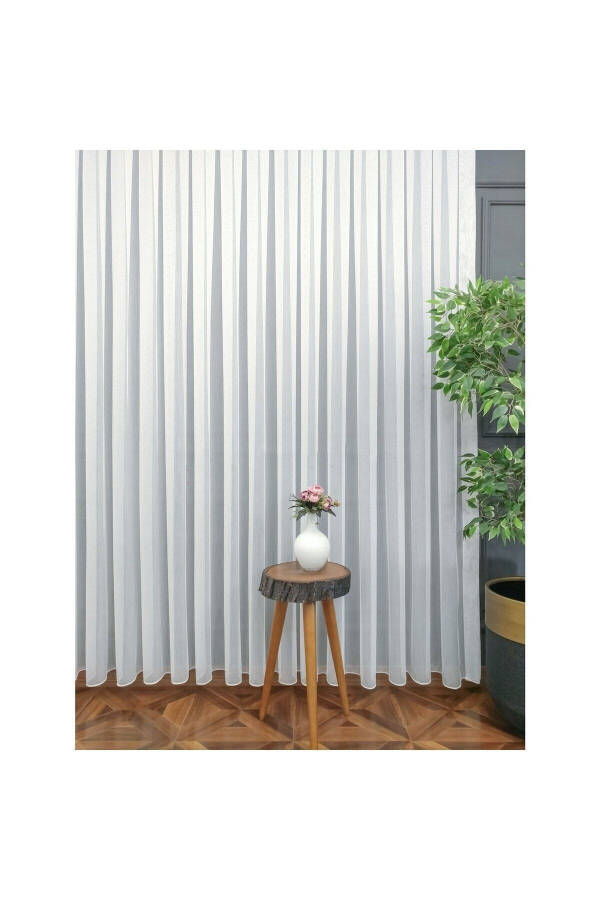 Vakko Bamboo Voile Curtain, Special Product, 1/3 Pleated, Flowing, Iron-Free - 1