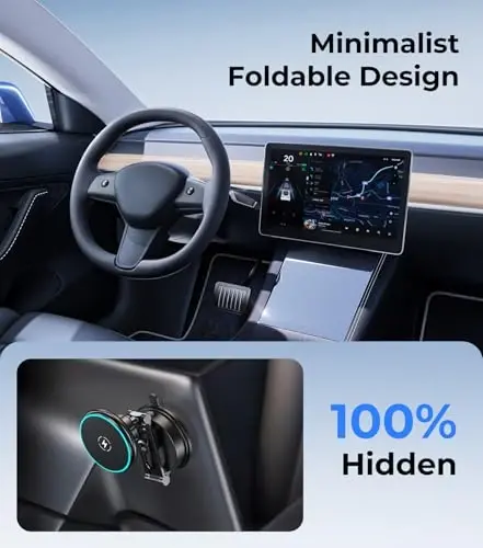 【Vacuum Suction Folding Car Mount】 Certified Qi2 Charger for MagSafe, 360° Adjustable Aluminum Alloy Arm, Phone Holder for Tesla/Car Rental/Gym/Mirror/Shower/Smooth Surface iPhone 17/16/15 Pro Max - AREDAN (1)