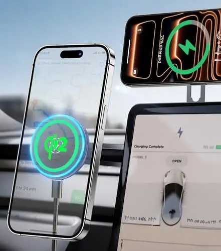 【Vacuum Suction Folding Car Mount】 Certified Qi2 Charger for MagSafe, 360° Adjustable Aluminum Alloy Arm, Phone Holder for Tesla/Car Rental/Gym/Mirror/Shower/Smooth Surface iPhone 17/16/15 Pro Max - 1