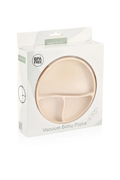 Vakuumli Silikon Chaqaloq Ovqat Tabağı - Vakuumli Taboq Bej - 5