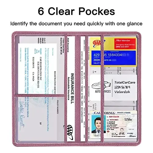 Valardoh Premium Car Registration and Insurance Card Holder, Car Document Holder for Cards, Driver License & other Essential Documents (Purple) - 3