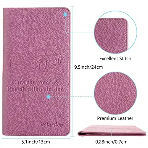 Valardoh Premium Car Registration and Insurance Card Holder, Car Document Holder for Cards, Driver License & other Essential Documents (Purple) - 4