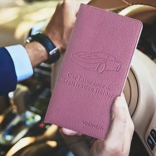 Valardoh Premium Car Registration and Insurance Card Holder, Car Document Holder for Cards, Driver License & other Essential Documents (Purple) - 6