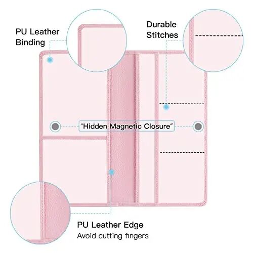 Valardoh Premium Car Registration and Insurance Card Holder, Car Document Holder for Cards, Driver License & other Essential Documents (Pink) - 2